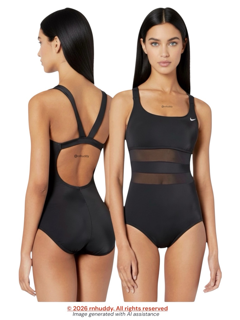 Nike L black mesh swimsuit
